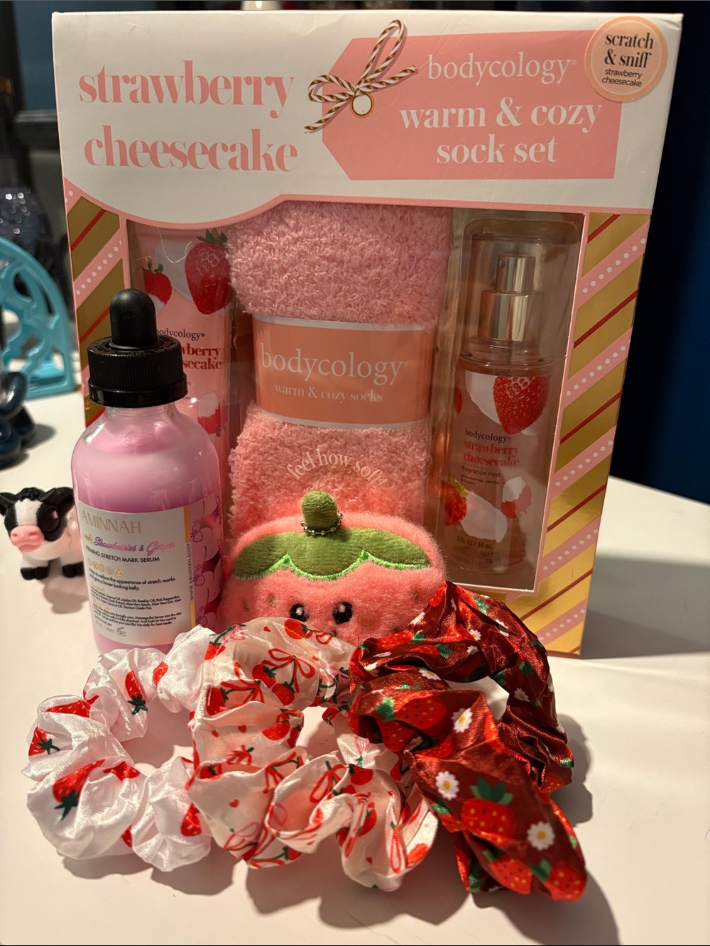 Sweet Strawberry Beauty Set featuring Aminnah Stretch Mark Serum